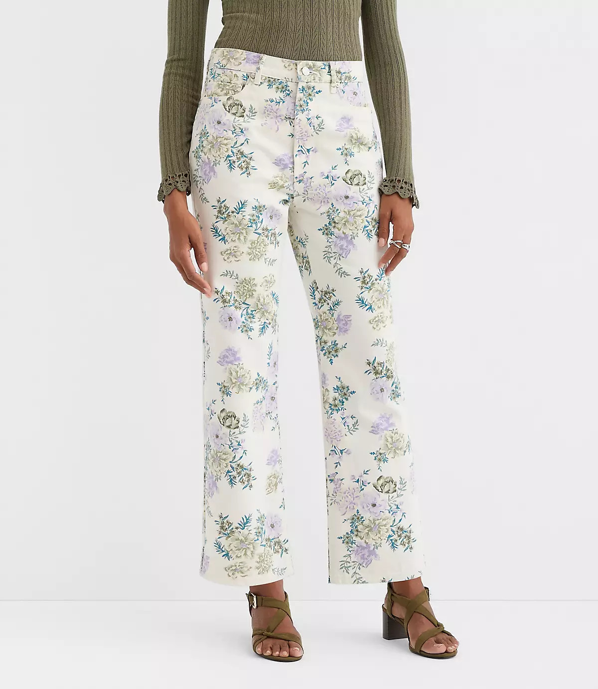 Tall High Rise Straight Jeans in Floral | LOFT