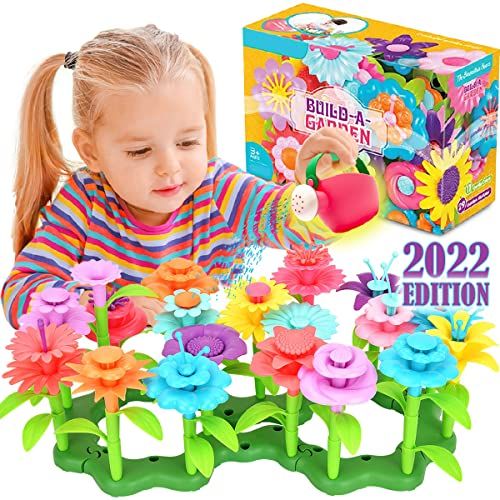 FUNZBO Flower Garden Building Toys for Girls - STEM Toy Gardening Pretend Gift for Kids - Stacking G | Amazon (US)