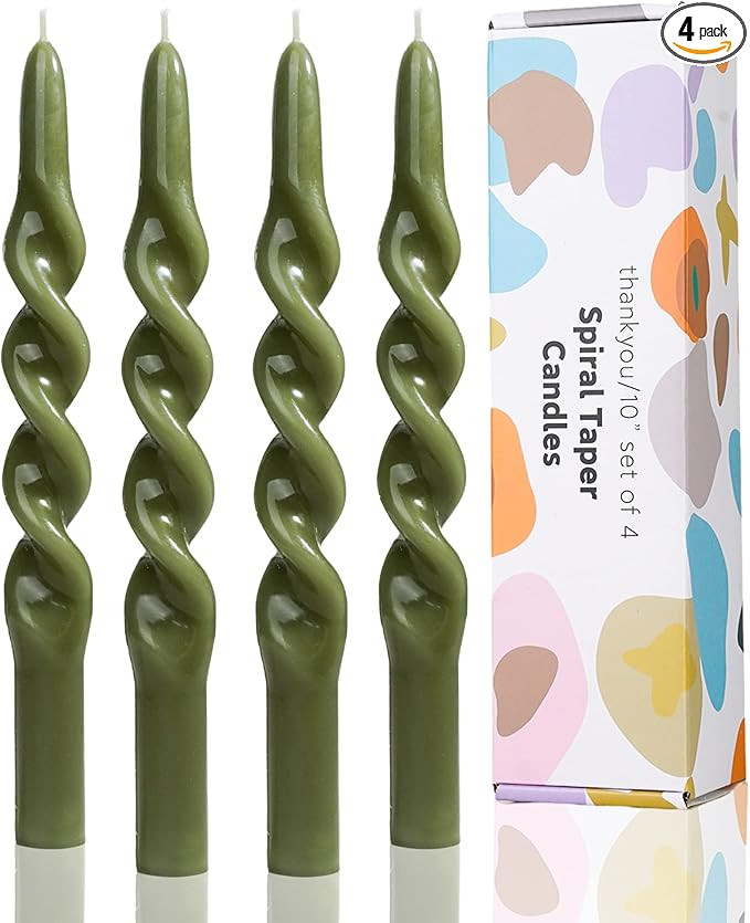 Olive Spiral Taper Candle Tapered Candlesticks,Twisted Taper Candles for Table Decor Housewarming... | Amazon (US)