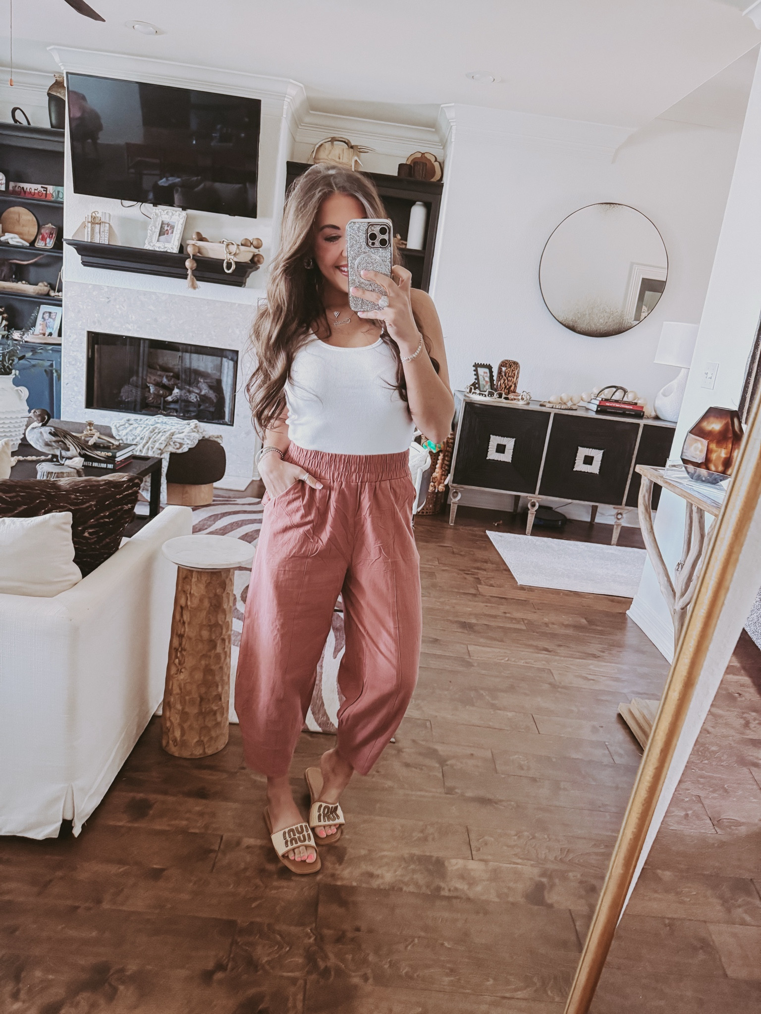 Mixing comfort with style, I'm all about these cozy pants (S) + tank (XS) and chic sandals. Perfect for lounging or a casual day out! 🌸

#LTKootd #LTKSaleAlert #LTKPetite