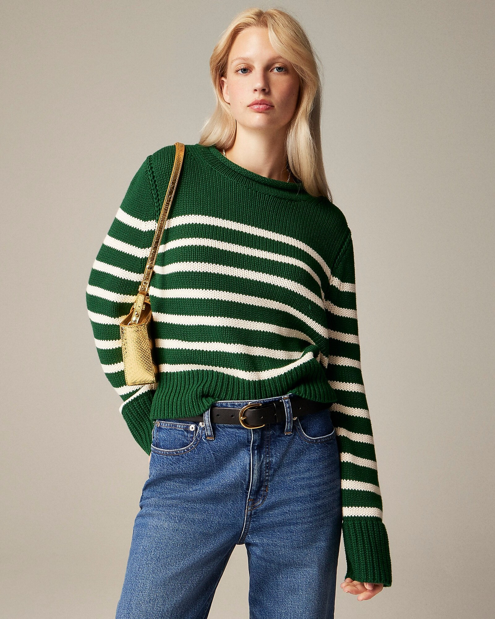 Heritage cotton Rollneck™ sweater in stripe | J. Crew US