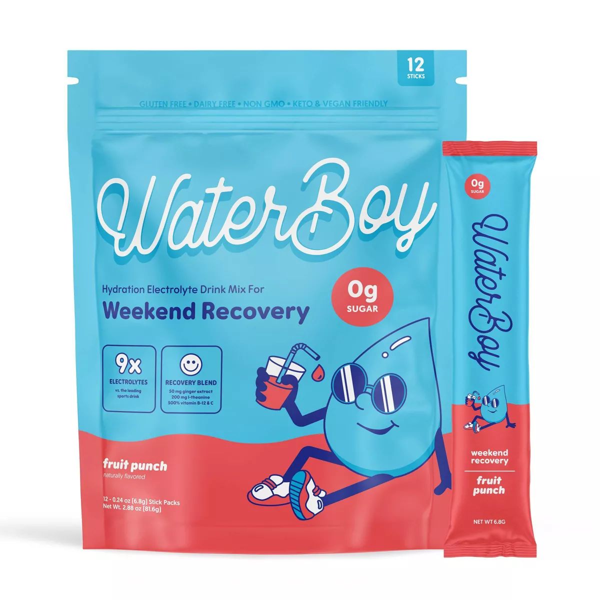 Waterboy Hydration + Weekend Recovery Dietary Supplement - Fruit Punch - 2.96oz/12ct | Target