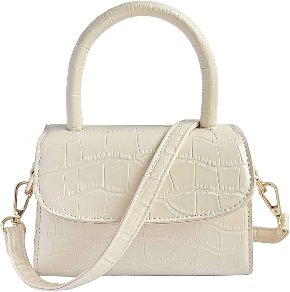 AMHDV Cute Mini Purse Top Handle Clutch Bag Tiny Crossbody Handbag with Crocodile Pattern | Amazon (US)