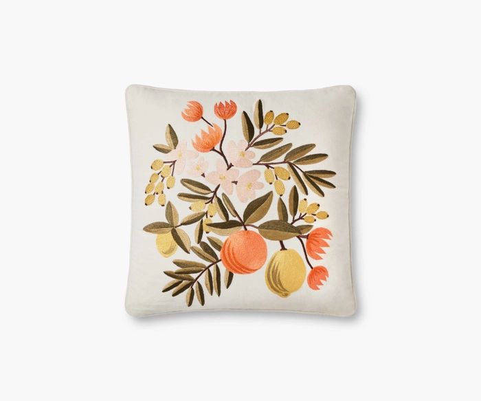 Citrus Floral Embroidered Pillow | Rifle Paper Co.