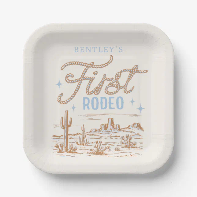 Cowboy First Rodeo Birthday Plates | Zazzle | Zazzle