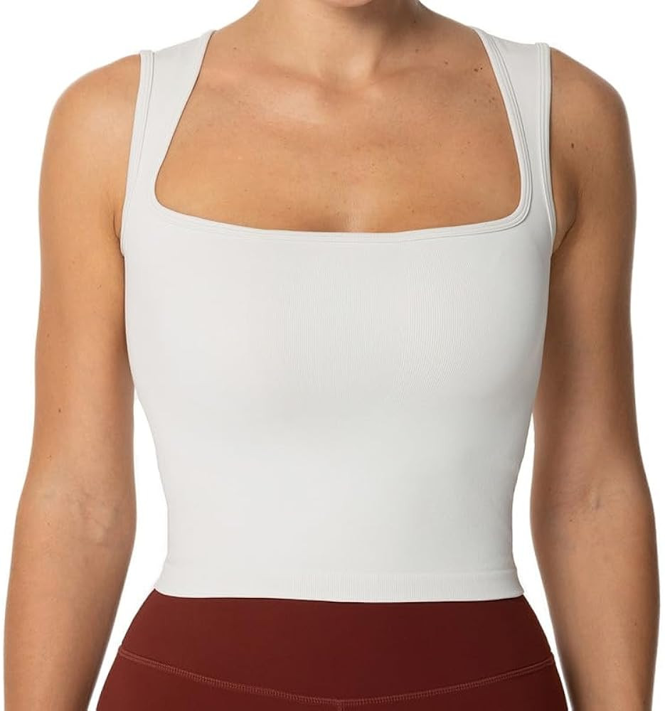 Sunzel Women's Sexy Sleeveless Crop Top Seamless Square Neck Trendy Tank Top Casual Yoga Workout ... | Amazon (CA)