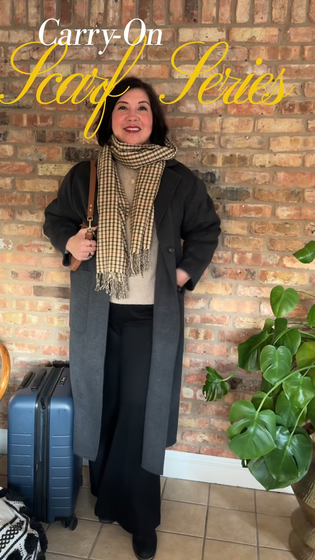 Carry-On Scarf Series, Vol. 1 ❄️ 3 easy winter scarf styles every stylish traveler should know.
I love a versatile scarf for travel — it changes the look of your outfit while your coat stays the same. This neutral checked scarf works with almost any travel capsule and has that cozy, expensive feel (without the price).
Paired here with a classic charcoal gray wool coat that’s perfectly oversized, structured yet slouchy for a modern, effortless fit. Easy to layer, easy to repeat, and ideal for winter travel days. 

#LTKTravel #LTKootd #LTKOver40