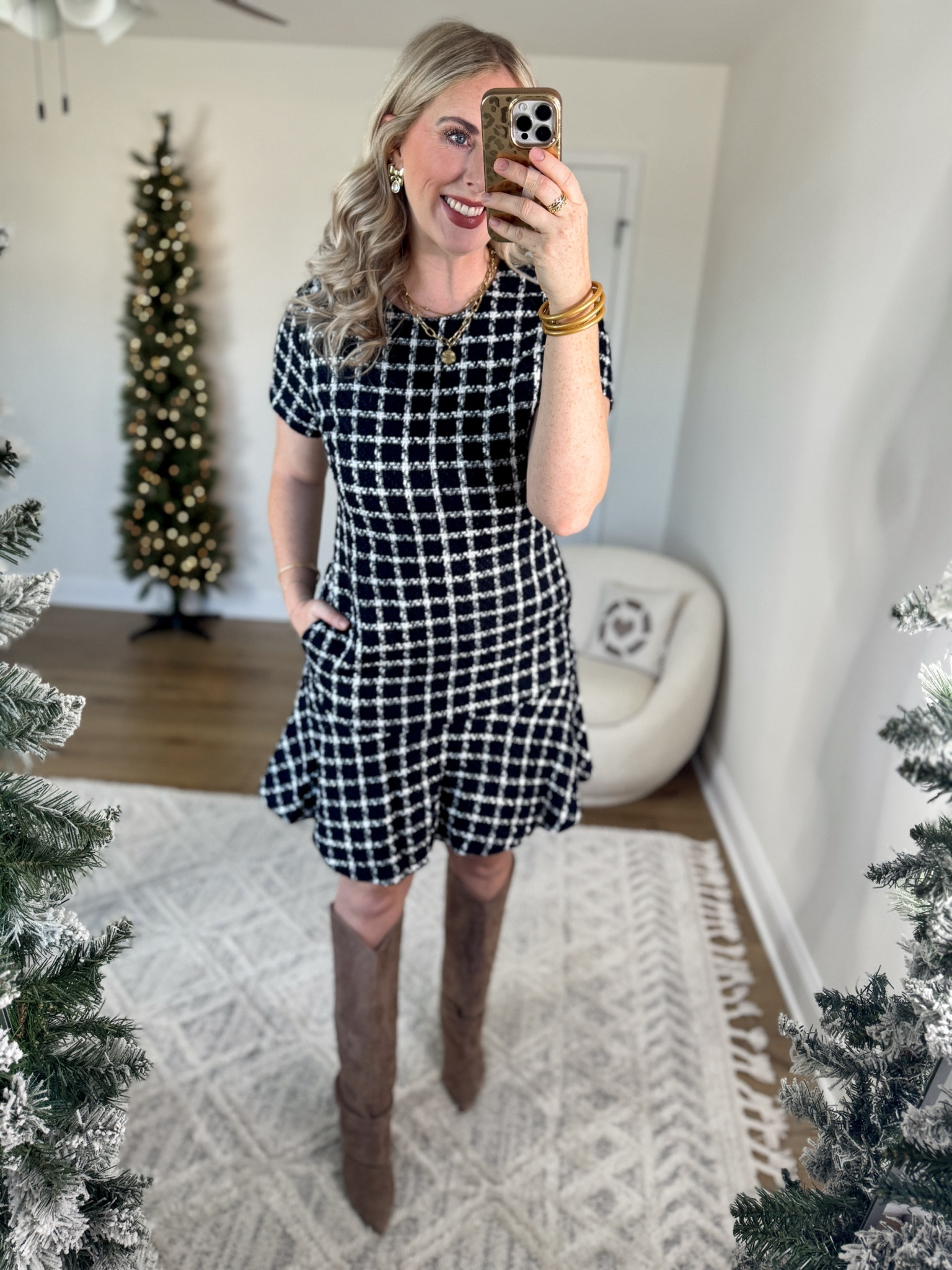 Weekend Walmart Wins try on
Tweed dress- medium 
Marc fisher boots 20% off with code kelsseylayton 

#LTKHoliday #LTKFindsUnder50 #LTKStyleTip