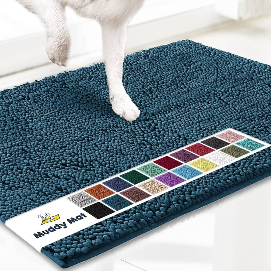Muddy Mat® Shown on TV–Super Absorbent Microfiber Dog Door Mat for Muddy Paws, Non-Slip Washable Pet Rug, Quick Dry Chenille Entryway Carpet, Machine Washable Indoor Outdoor mat–Atlantic Blue 30"x19" | Amazon (US)