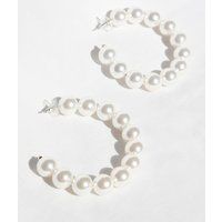 White Pearl Hoop Earrings | PrettyLittleThing CAN