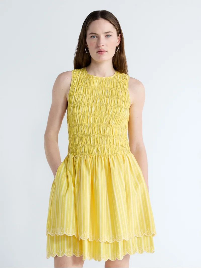 Free Assembly Women's and Women's Plus Smocked Cotton Sleeveless Mini Dress, Sizes XS-4X | Walmart (US)