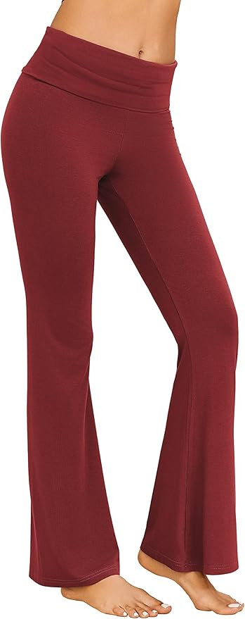 Ekouaer Fold Over Yoga Pants for Women Flare Leggings Comfy Pajama Pants Lounge Bell Bottom Pants | Amazon (US)