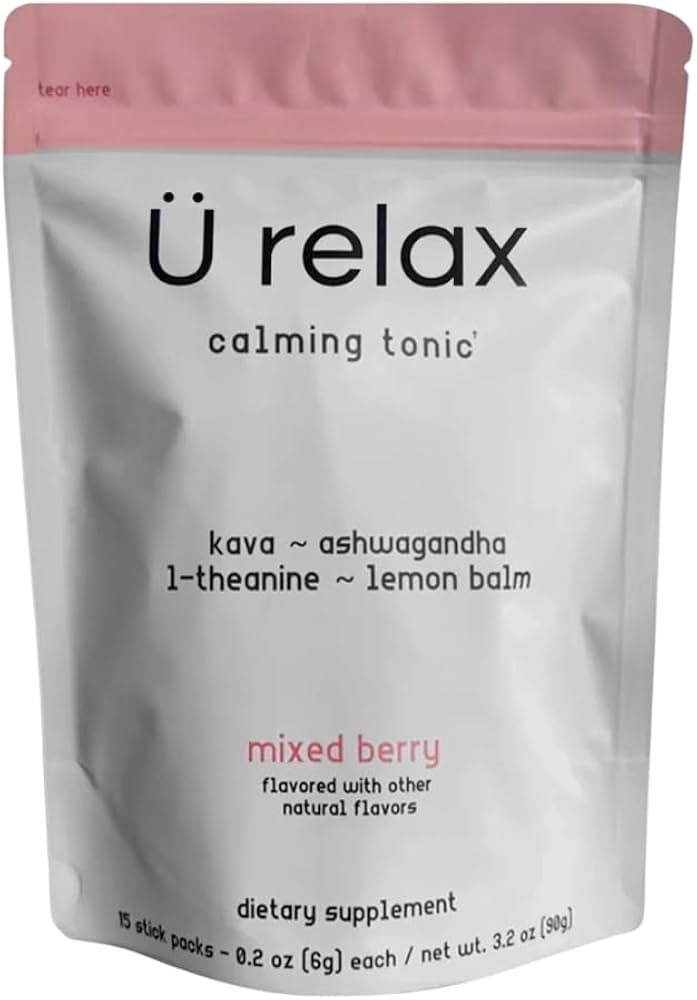 U-Relax Calming Drink Mix 15 Packets – Mixed Berry Relaxation Tonic, 3.2 oz | Amazon (US)