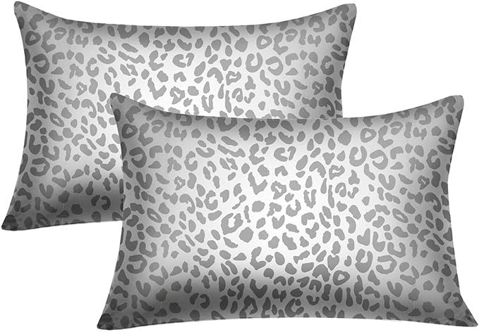 GALMAXS7 Satin Pillowcase for Hair and Skin Grey Leopard Print Satin Pillowcase Envelope Pillowcase  | Amazon (US)