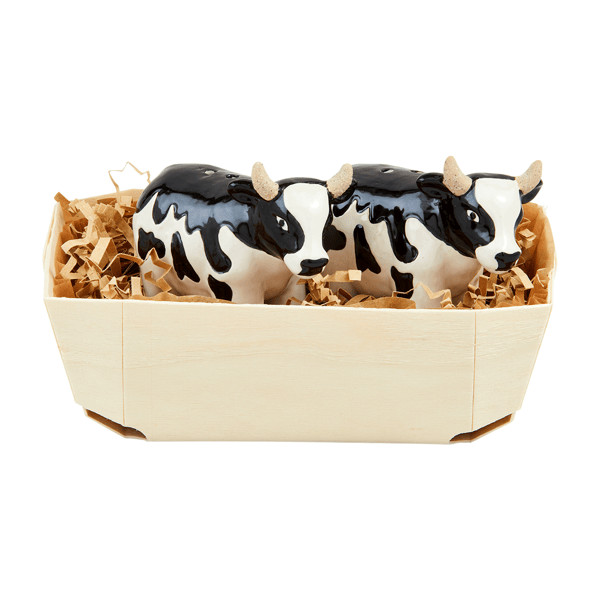 Farm Cow Salt And Pepper Basket | Mud Pie