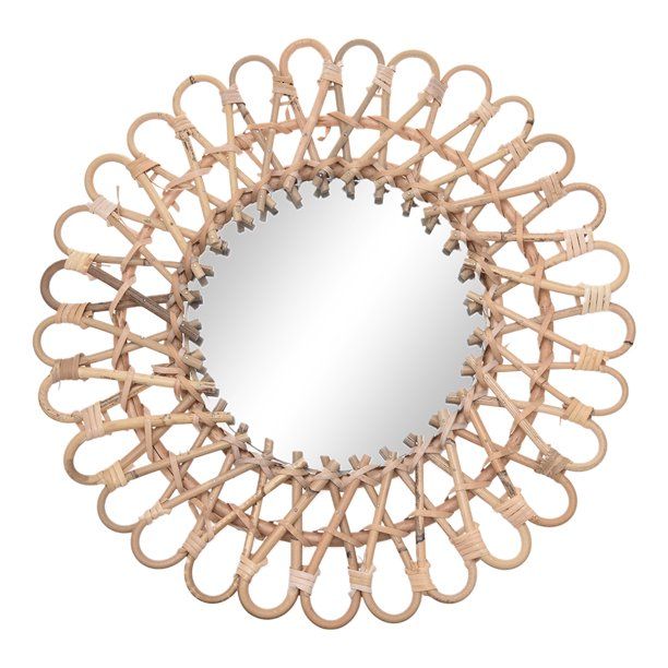 Hanging Wall Mirror Rattan Round Makeup Mirror Nordic Style Art Ornament Home Decor for Apartment... | Walmart (US)