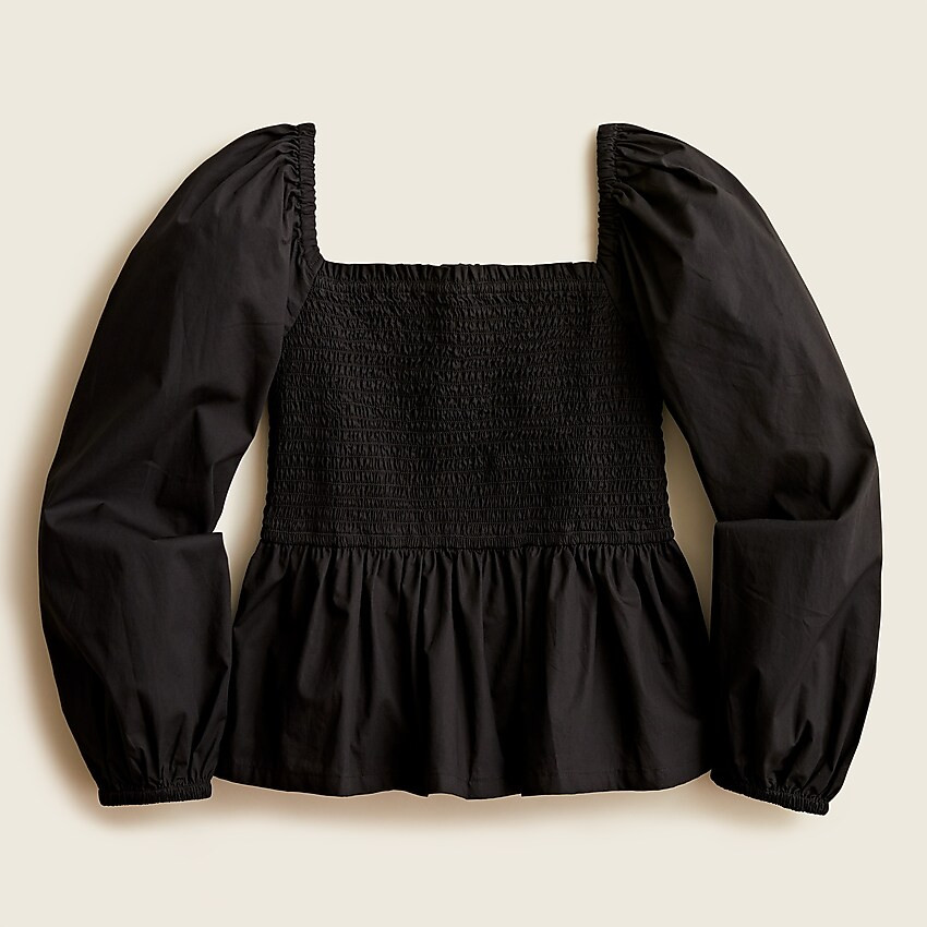 Puff-sleeve smocked cotton poplin top | J. Crew US
