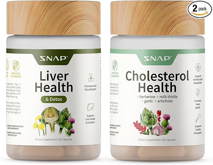 Snap Supplements Liver Health & Cholesterol Health Supplement Bundle with Milk Thistle, Resveratr... | Amazon (US)