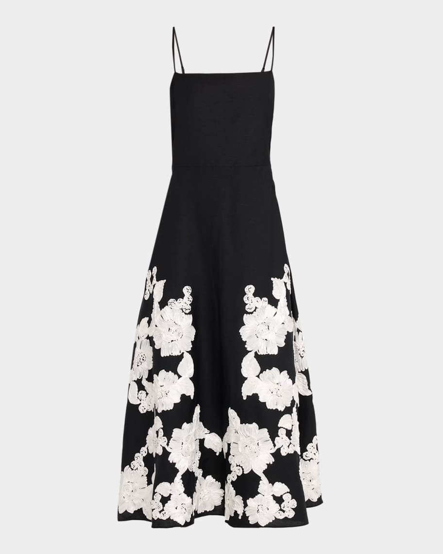 SIMKHAI Annabella Floral Embroidered Midi Dress | Neiman Marcus