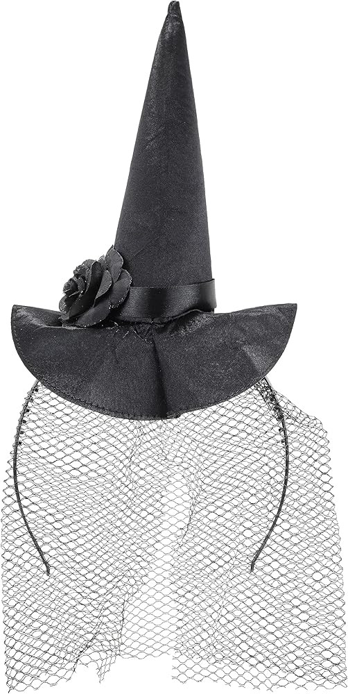 Halloween Black Witch Hat with Veil Headband Accessory | Amazon (US)