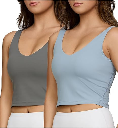 PURE CHAMP 2pk Sports Bras for Women Medium Support Crop Tops Tank Top for Women Camisole Cami Wo... | Amazon (US)