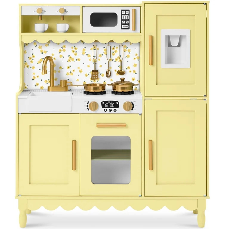 Best Choice Products Wooden Cottage Kids Pretend Play Kitchen with 11 Accessories, Espresso Machi... | Walmart (US)