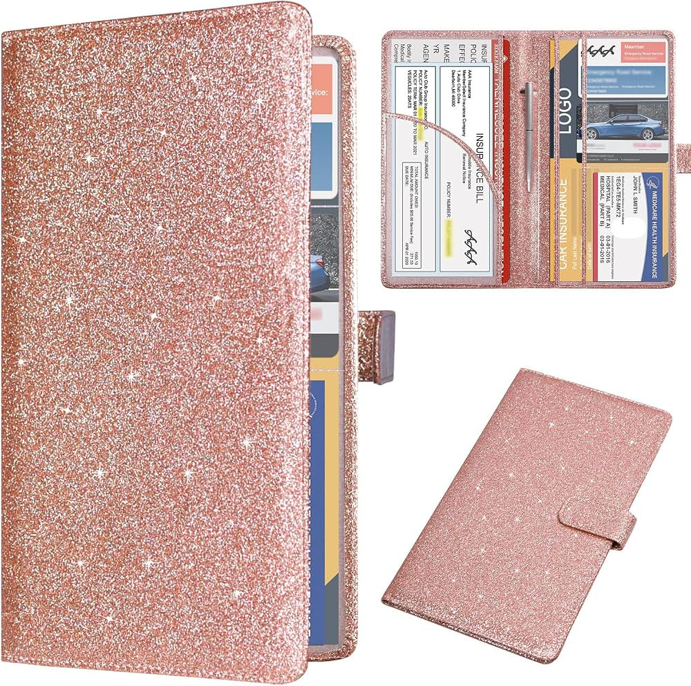 DMLuna Car Registration and Insurance Holder, Leather Vehicle Card Document Glove Box Organizer, ... | Amazon (US)