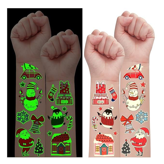 Amazon.com: Partywind 235 Styles Glow Christmas Tattoos for Kids Stocking Stuffers, Luminous Chri... | Amazon (US)