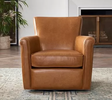 Irving roll arm leather outlet armchair