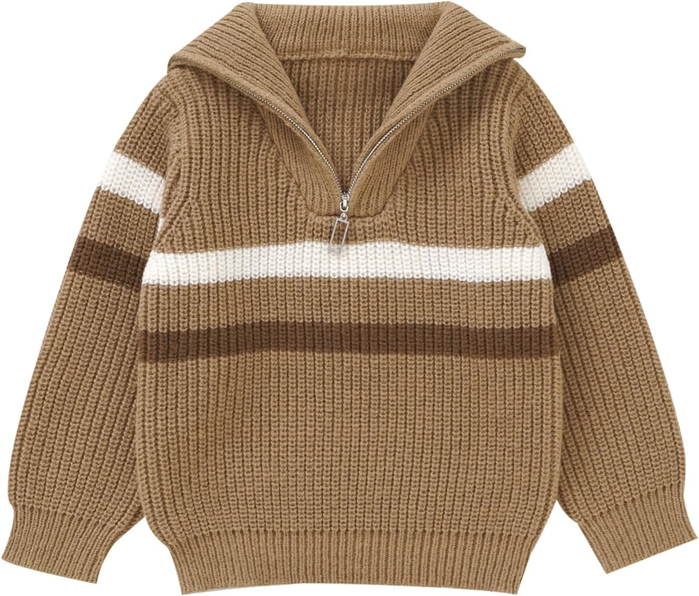 Toddler Boy Sweater Casual Zipper Sweaters Fall/Winter Knitted Pullover Top 1-5T | Amazon (US)