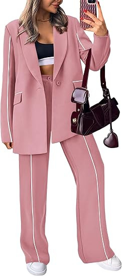 PRETTYGARDEN Women's Fall Spring 2 Piece Blazer Outfits Business Casual Oversized Jacket Wide Leg... | Amazon (US)