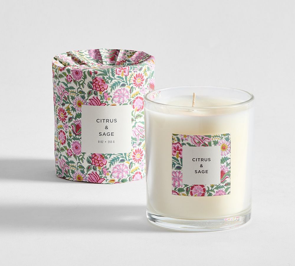 Block Print Paper Wrapped Scented Candle | Pottery Barn (US)