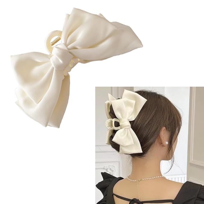White Bow Hair Claw Clip Hair Bows Claw Clips for Women Girls Bowknot Hair Claw Clip with Bows Ha... | Amazon (US)