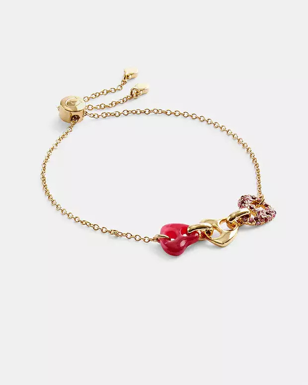 Pavé Hearts Chain Link Slider Bracelet | Coach (US)