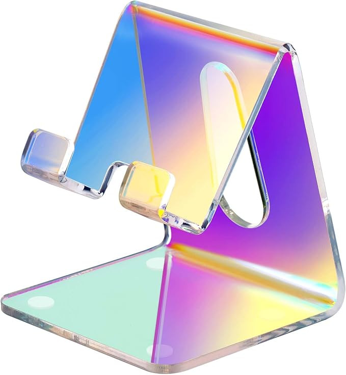 Tomorotec Iridescent Acrylic Cell Phone Stand, Portable Phone Holder for Desk Non-Slip Desktop Sm... | Amazon (US)