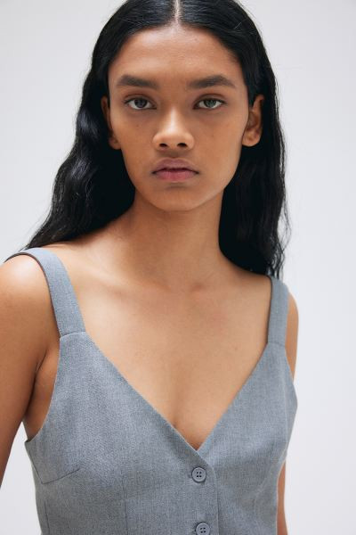 Suit waistcoat - V-neck - Sleeveless - Grey - Ladies | H&M GB | H&M (UK, MY, IN, SG, PH, TW, HK)
