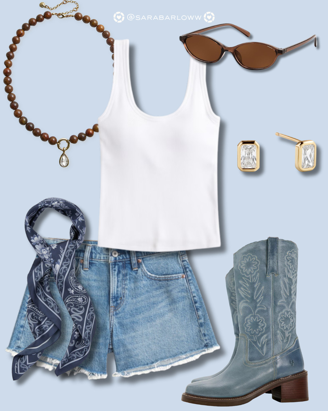 there's nothing like summertime blues 🤩 i love this chocolate brown and light blue color palette for spring/summer - would you rock this casual look featuring some of my favorite spring boots from free people?  

 #LTKFestival #LTKootd #LTKSeasonal