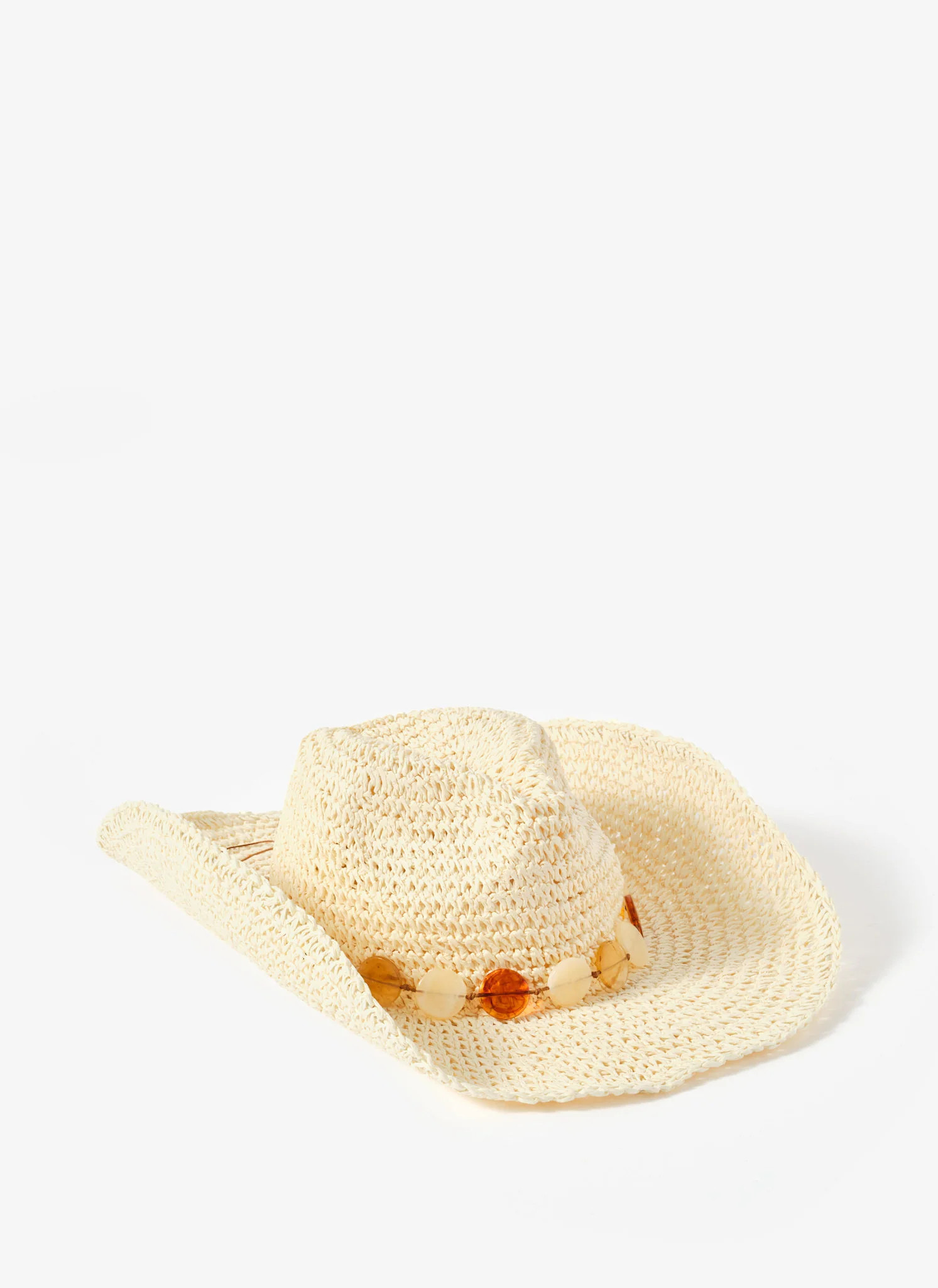 Neutral Woven Beaded Hat | Mint Velvet