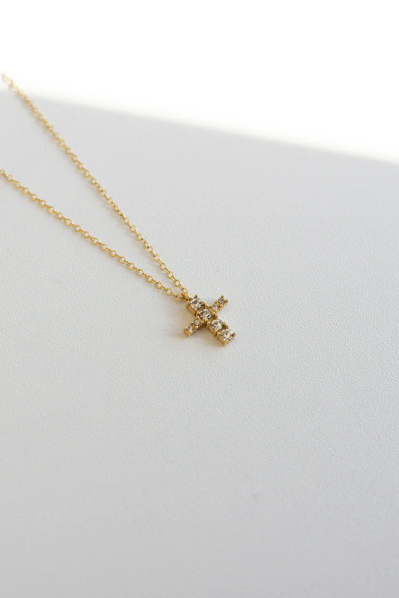 Vera Waterproof Pear Crystal Cross Necklace - Beljoy Jewelry | BÉLJOY