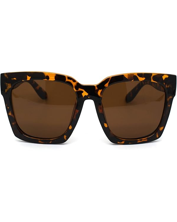 Womens Boyfriend Style XXL Oversize Horned Rim Thick Plastic Sunglasses | Amazon (US)