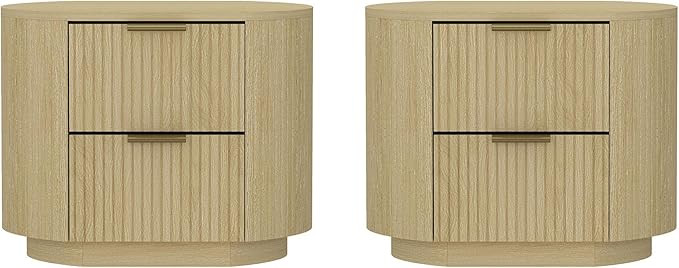 Manhattan Comfort Olivia Wooden Nightstands Set of 2 with 2 Drawers for Modern Bedroom or Living ... | Amazon (US)
