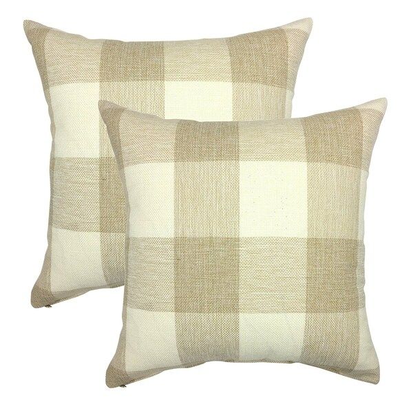 Retro Farmhouse Beige White Tartan Plaid Cotton Linen Cushion Cover | Bed Bath & Beyond