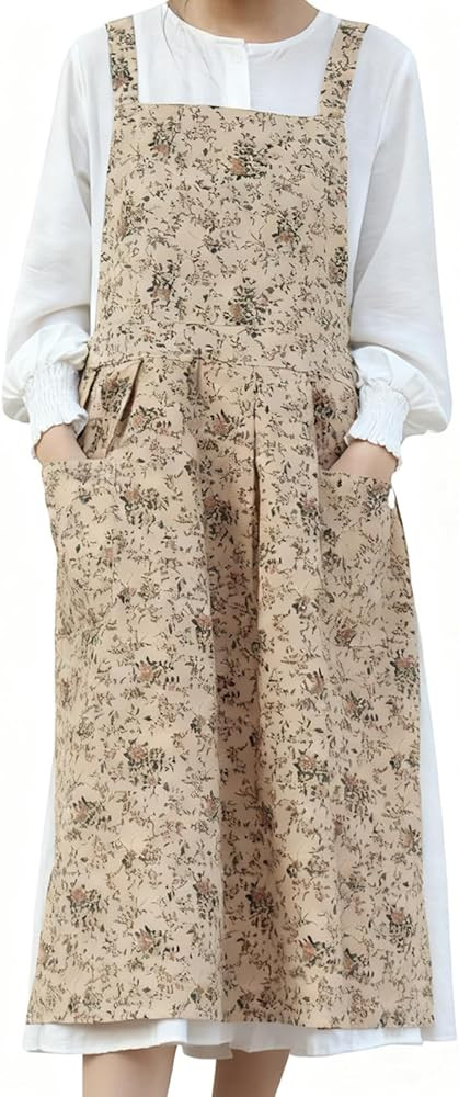 Gingham Print Kitchen Apron with Skirt Features a lovely floral pattern and waterproof coating. T... | Amazon (US)