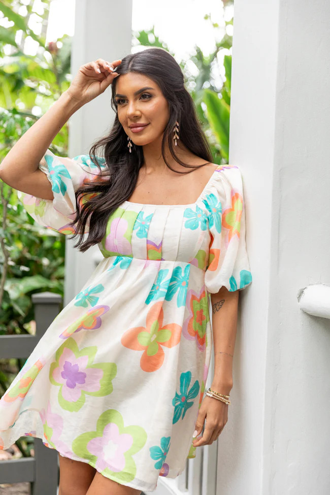 Eternal Blooms Cream Multi Floral Babydoll Dress | Pink Lily