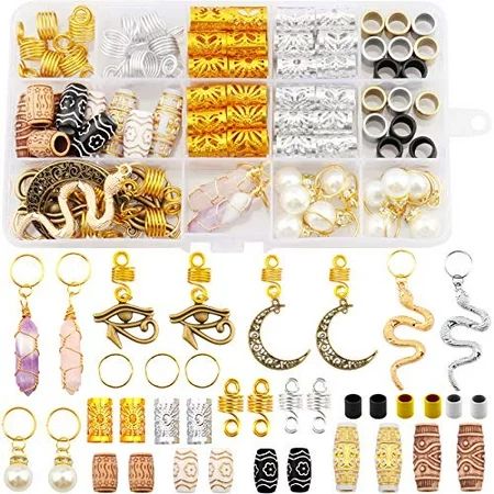 Messen 121 PCS Dreadlocks Jewelry Crystal Wire Wrapped Loc Adornment Imitation Wood Beads Braid Acce | Walmart (US)