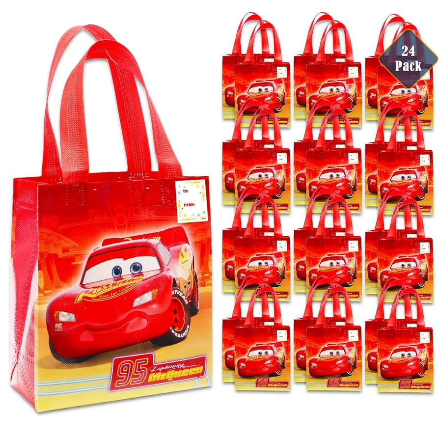 Disney Cars Party Favor Bags Set – 24 Pack of 8" Cars Party Goodie Bags for Kids Bulk Reusable ... | Amazon (US)