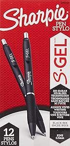 SHARPIE S-Gel, Gel Pens, Fine Point (0.5mm), Black Ink Gel Pen, 12 Count | Amazon (US)