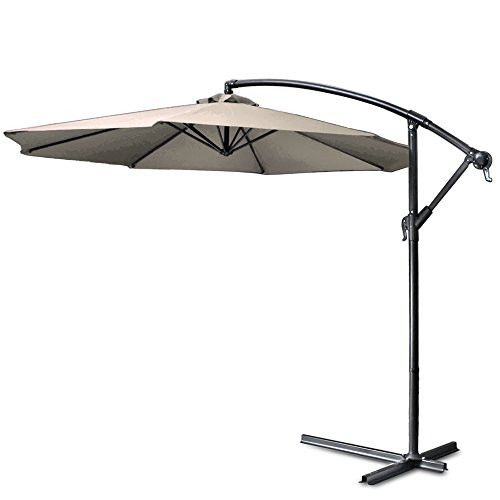 Flexzion 10 ft Patio Umbrella Offset Hanging Folding Sun Shade Cantilever w/Cross Base Crank & Canop | Amazon (US)