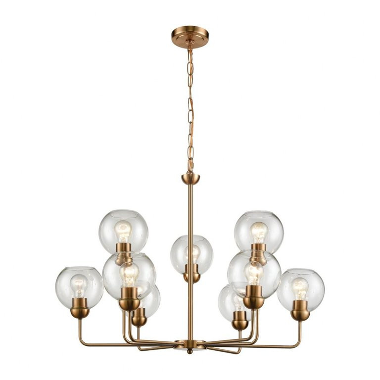 Nine Light Chandelier   Satin Gold Finish Bailey Street Home 227-Bel-3369700 | Walmart (US)