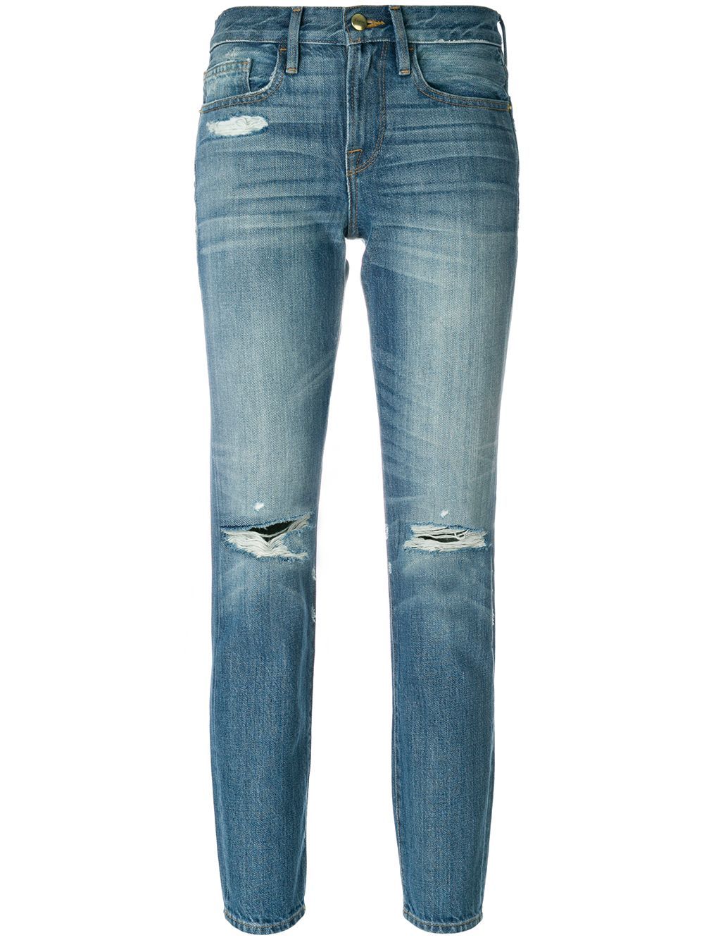 Frame Denim distressed cropped jeans - Blue | FarFetch US